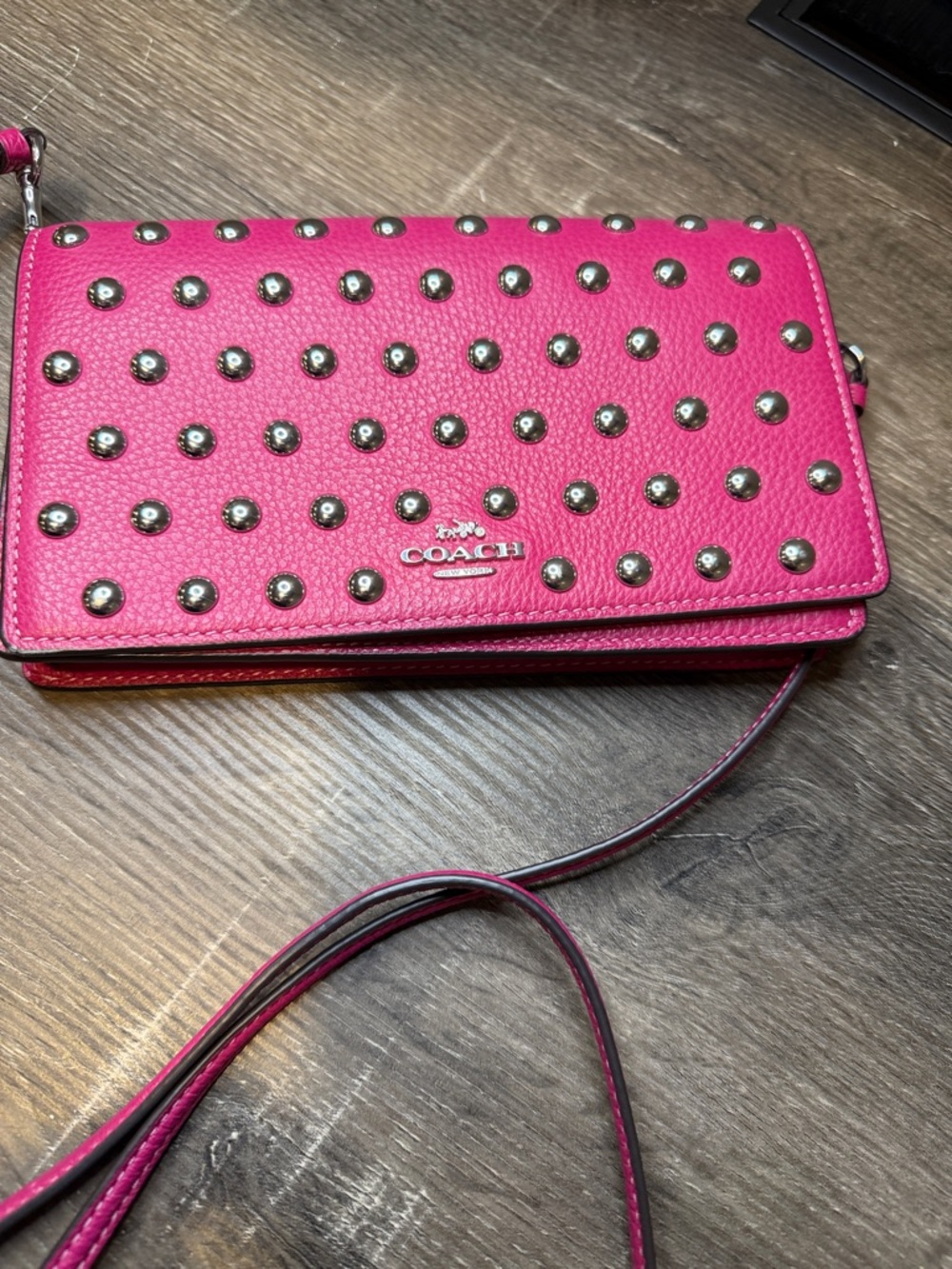 Coach Hot Pink Studded Crossbody - Picture 3 of 7